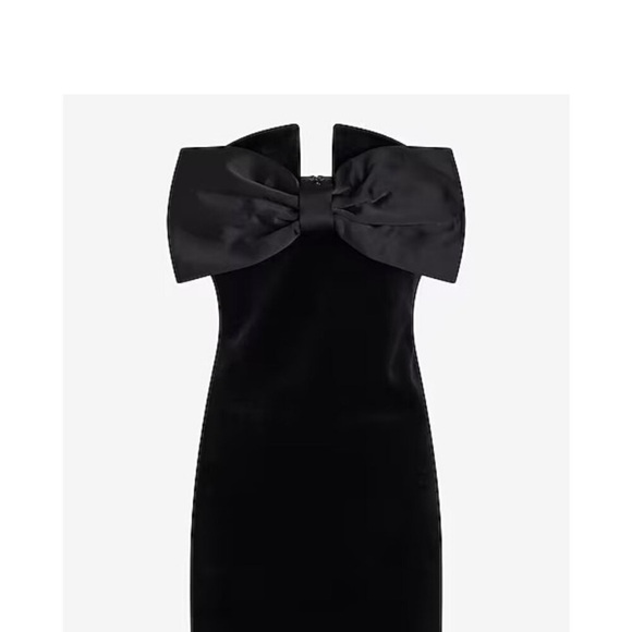 Express viral velvet black mini dress with satin bow detail - Picture 10 of 13